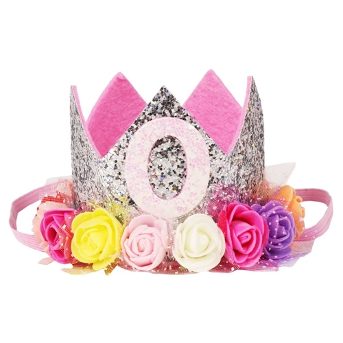 1pc Happy Birthday Party Hats Decor Cap Hat Princess Crown 1st 2nd 3rd Year Old Number Baby Kids Hair Accessory Birthday Toys - Цвет: Silver   0