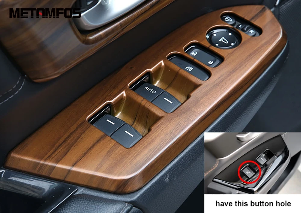 For Honda CRV Window Lift Switch Cover Trim Inside Armrest Frame Carbon Fiber Interior Accessories Car Styling
