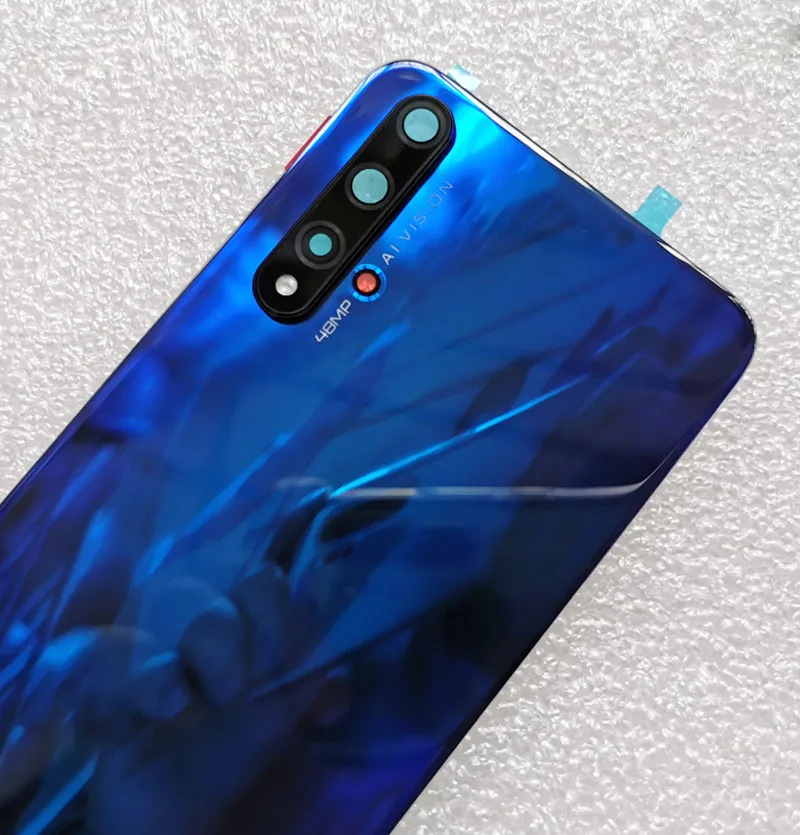 Для huawei Honor 20 Крышка батарейного отсека задняя дверь Корпус Задняя стеклянная Запчасти+ крышка вспышки+ объектив камеры