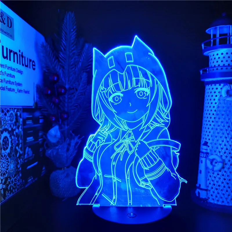 Danganronpa 2 Chiaki Nanami 3D Illusion Desktop Lamp Acrylic LED Night Light Bedroom Decoration Bedside Night Lamp Kid Xmas Gift