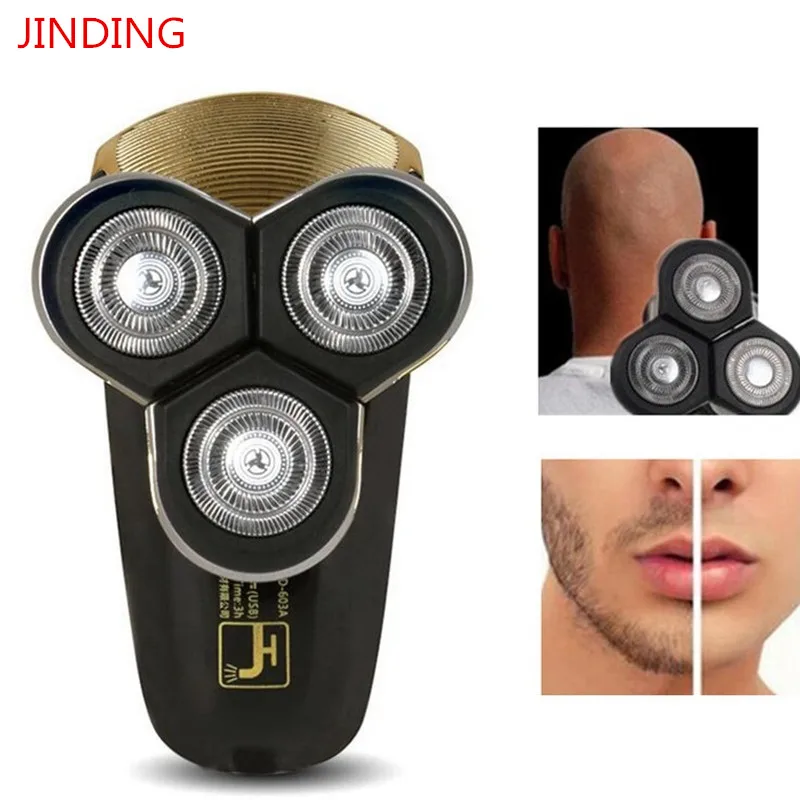 Перезаряжаемая электробритва с тройным лезвием, Мужская машинка для полировки головы, триммер для волос, бритва, моющаяся Машинка для ухода за лицом, 3D плавающий станок для бритья 35D