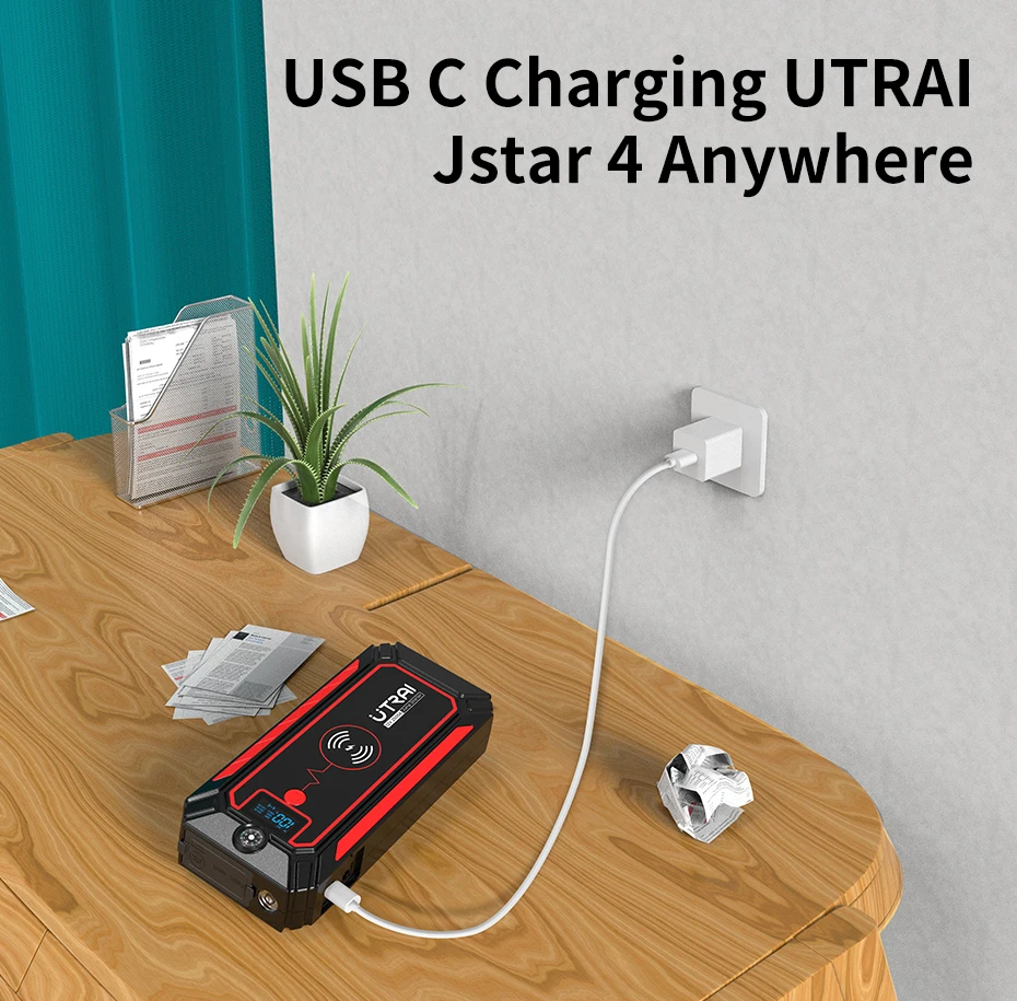 Utrai Car Jump Starter  with Wireless Charger Power Bank For 12V Emergency Battery Starting Boost to JumpStart  Vehicles noco gb150