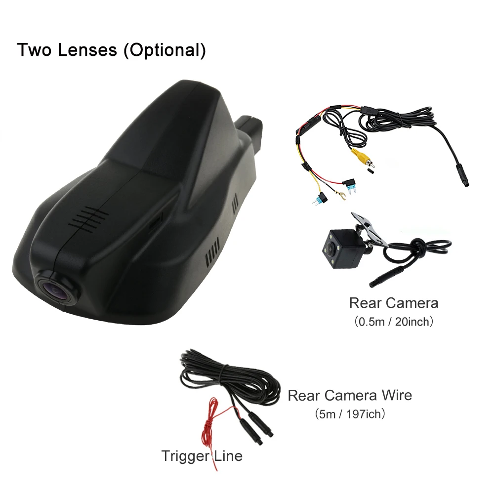 Black Double Camera Автомобильный регистратор DVR видеорегистратор Камера цифровая камера с Wi-Fi для видео Регистраторы для peugeot 2008 VTi 2013 - Название цвета: Black Double Camera