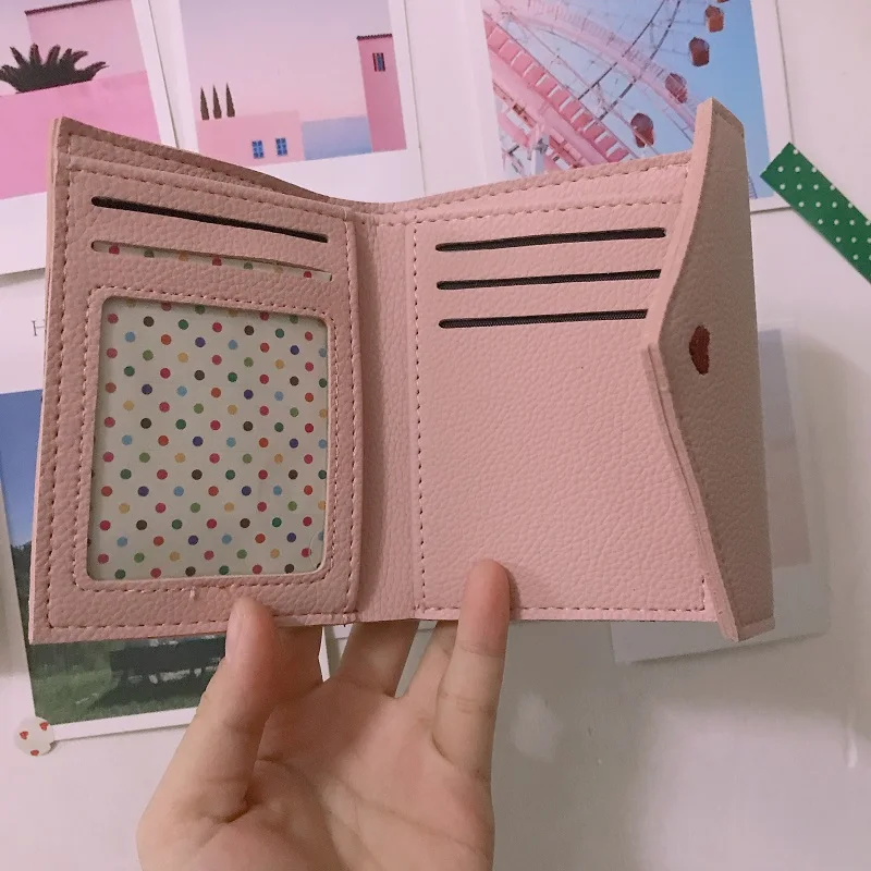 Модный милый кошелек с вышивкой валентинка корейский ulzzang Harajuku японский простой однотонный Повседневный женский короткий кошелек