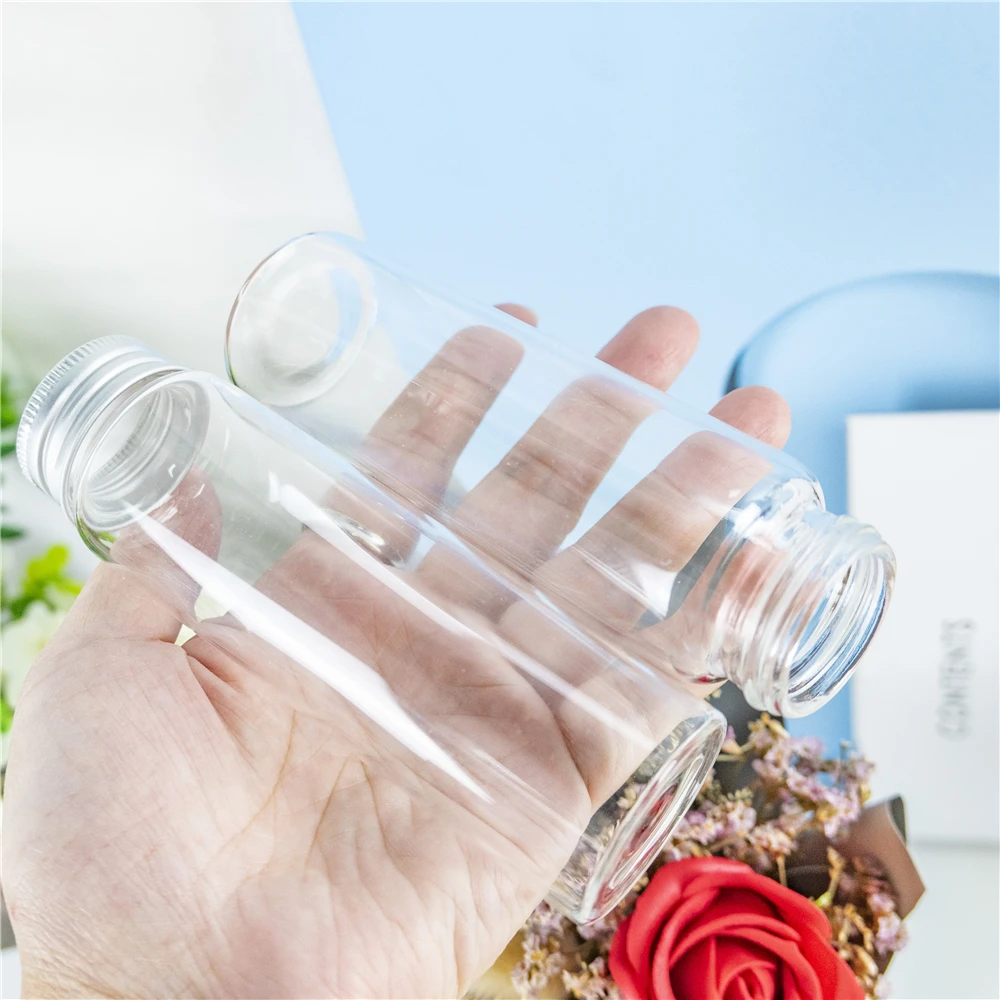 직경 37mm 투명 빈 유리병 25ml 30ml 40ml 50ml 60ml 70ml 80ml 90ml 실버 알루미늄 뚜껑 리필용 약병