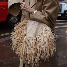 Модные женские соломенные сумки с кисточками, дизайнерские брендовые сумки из ротанга, роскошная плетеная лоза, сумки через плечо, летние пляжные кошельки
