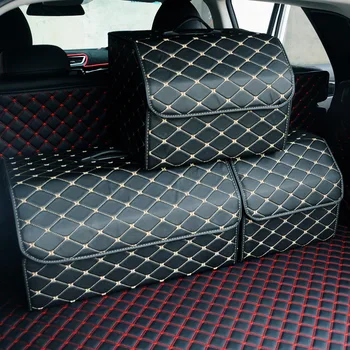

Car Storage Bag PU Leather Trunk Organizer Box Bags For Car SUV Auto Accessorie Folding Car Trunk Stowing Tidying Portable Boxes