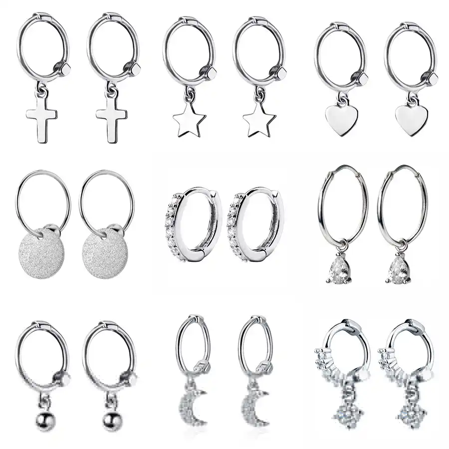 2019 новые маленькие серьги-гвоздики с подвесками из стерлингового серебра 925 пробы для женщин, шар с сердечками и крестиком, маленькие серьги...