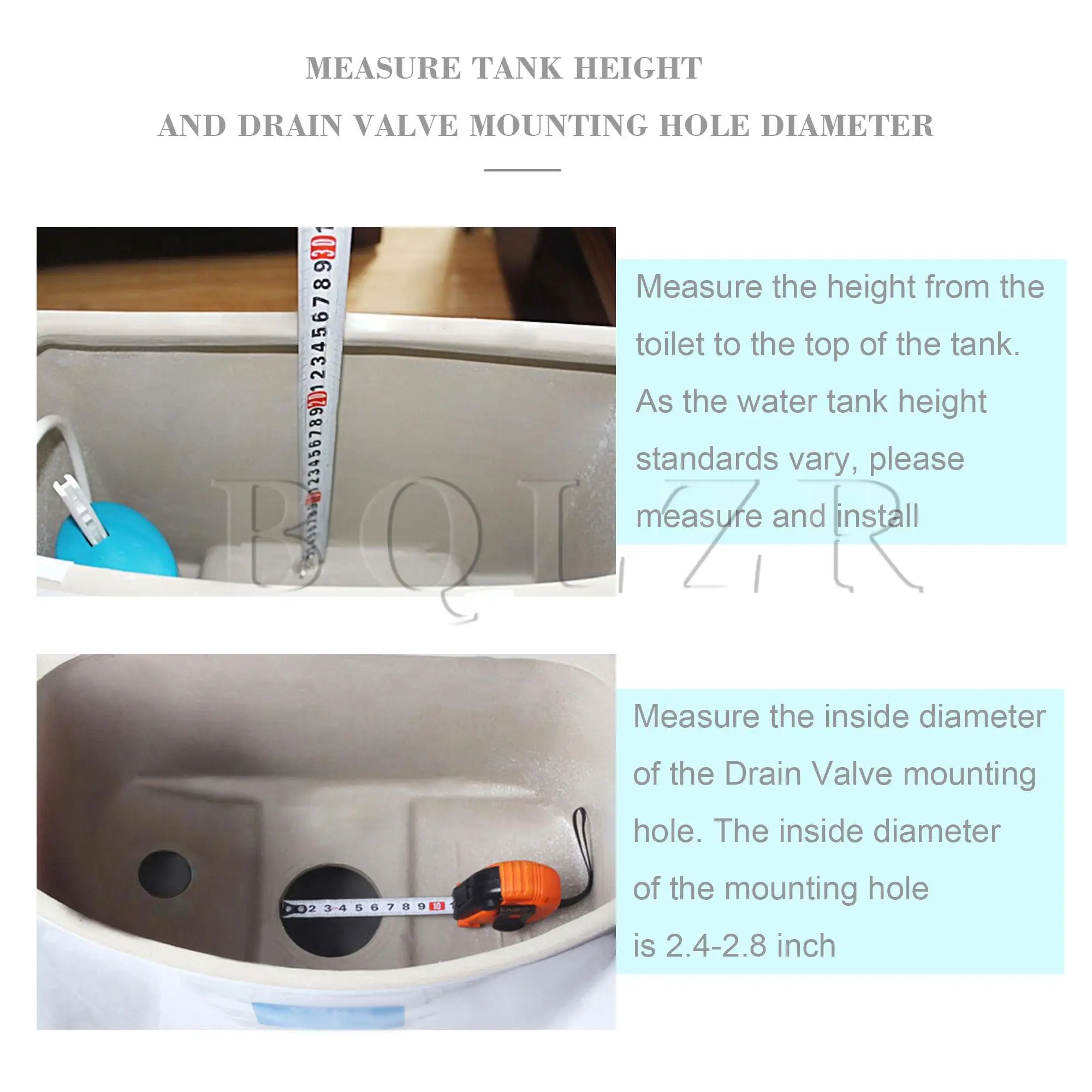9.84" Toilet Cistern Dual Flush Push Button Valve for 65mm-75mm Drainage Hole 