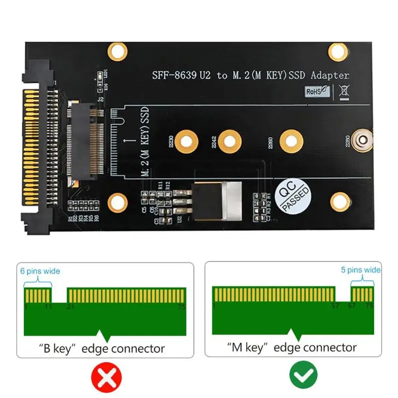 U.2 SFF-8639 для M2 ssd-адаптер U.2 для M.2 NVME SSD M ключ карты расширения плата поддерживает M.2 2230 2242 2260 карты Размеры