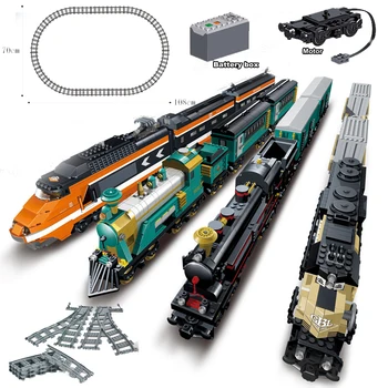 

Technic Battery Powered Electric Classic City RC Train Rail Building Blocks High Speed Rail Bricks Educational Toys For Children
