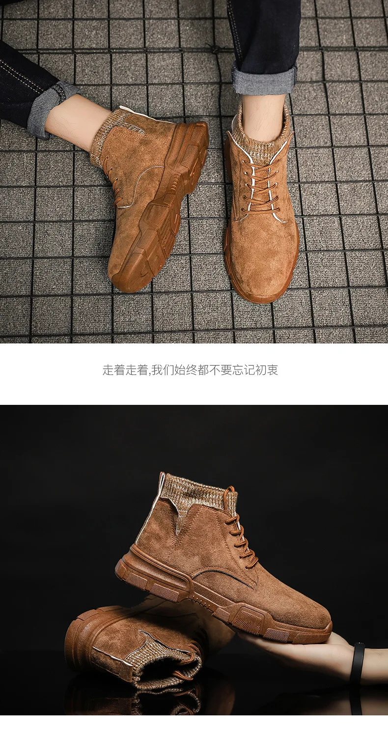 Модные зимние мужские ботинки на меху; Botas; черные теплые зимние мужские ботинки; кожаные ботильоны; Мужская зимняя Рабочая обувь; Прямая поставка