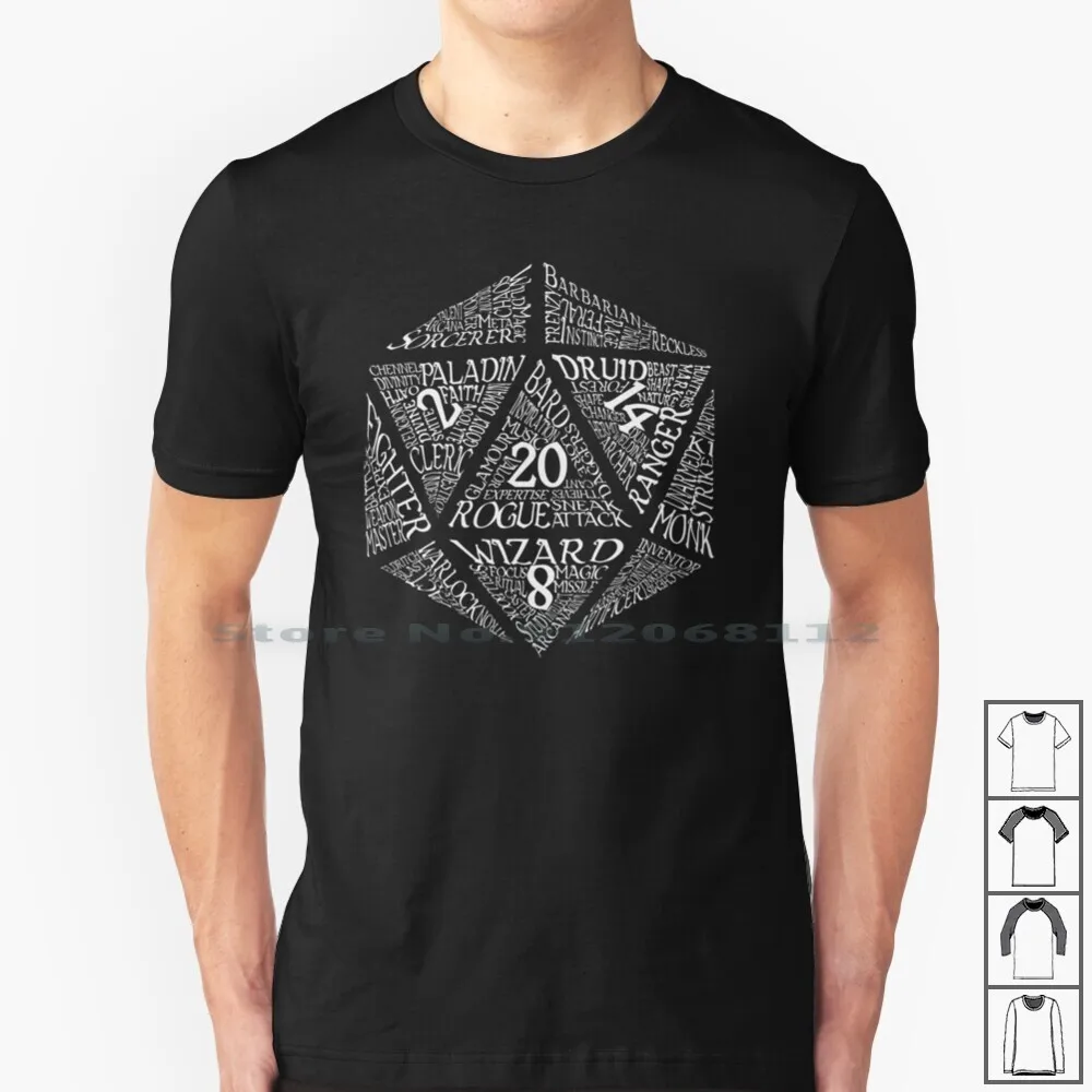 Table Top Rpg D20 T Shirt 100% Cotton And Roleplaying Games Role Playing Wizard Paladin Bard Rouge | Мужская одежда