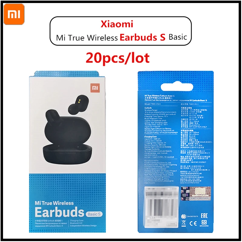 20 pcs/lot Xiaomi Original Bluetooth Headset TWS Redmi Airdots S Global Value Edition S Game Mode Zero Delay AirDots Pro Sports