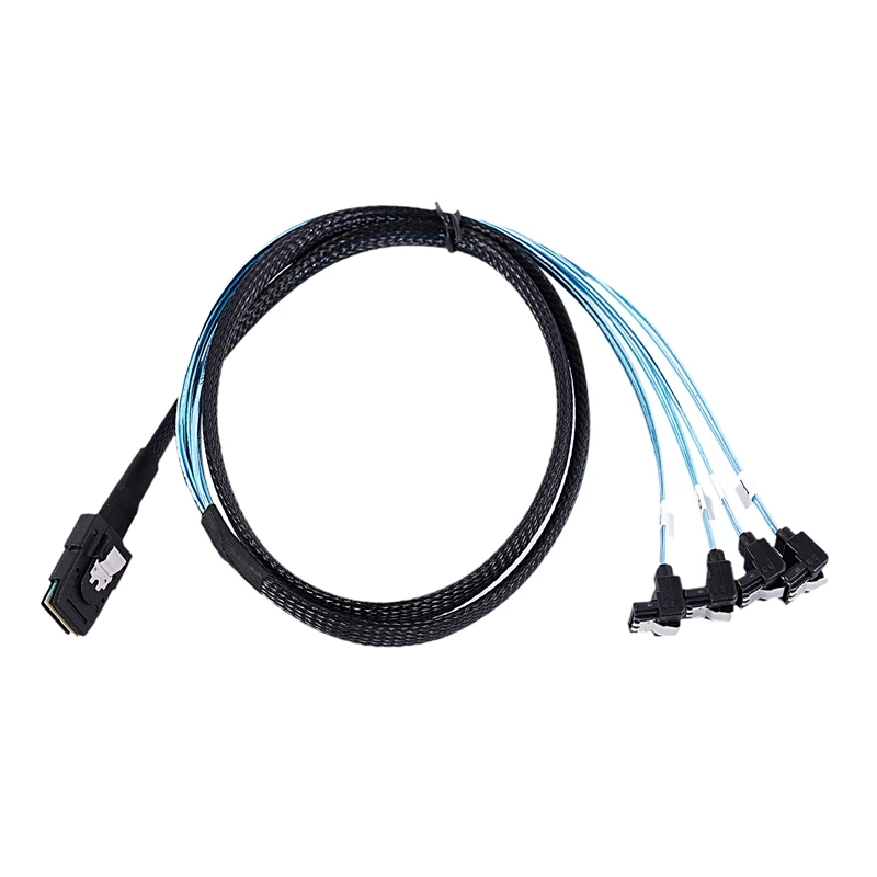 Mini SAS 36P SFF-8087 до 4 SATA 7Pin 90 градусов целевой жесткий диск кабель для передачи данных 1 м