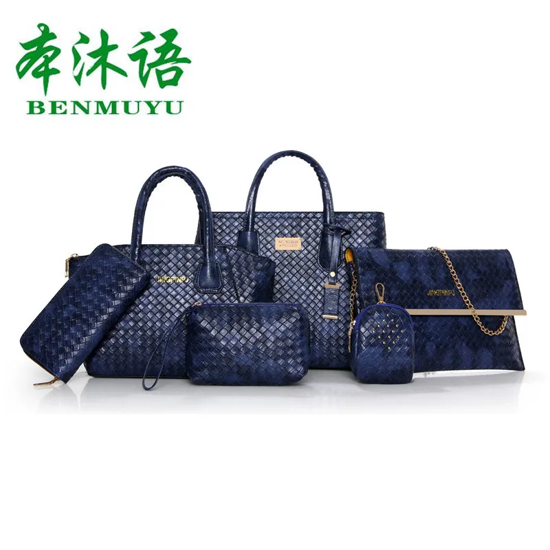 

2019 New Style WOMEN'S Bag Woven Pattern Picture Six Pieces Set Bag Europe And America Style Crossbody Bag