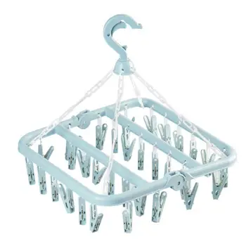 

home Drying Rack Clothes Hanger 32 Clips Portable Sock Hanger Rack Clothespin Windproof Drying Rack Sock Holder Wardrobe Storage