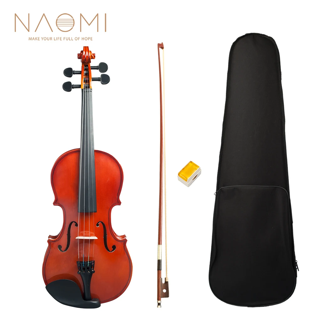 

Naomi 4/4 Full Size High Gloss Finishing Violin Student Violin W/Case+Bow+Rosin For Biginner Violin Learner Natural Color
