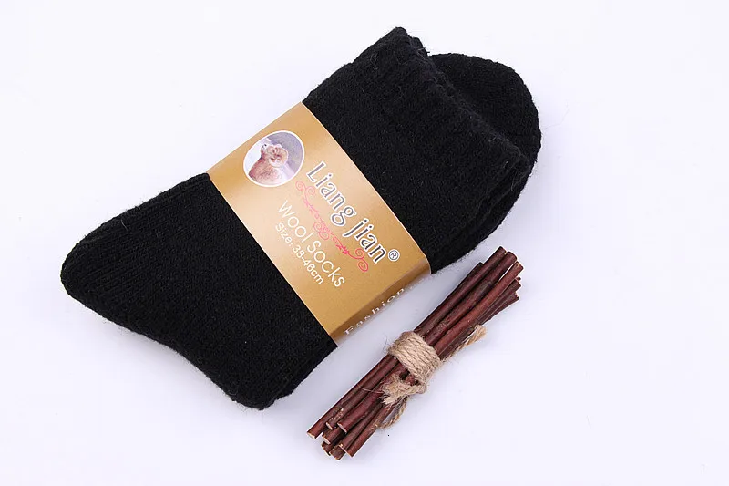 MUXNSARYU зима 44 код мужские носки цвет кашемир грубые линии носки утолщение держать тепло в канистры женские носки шерстяные носки - Цвет: Male Black
