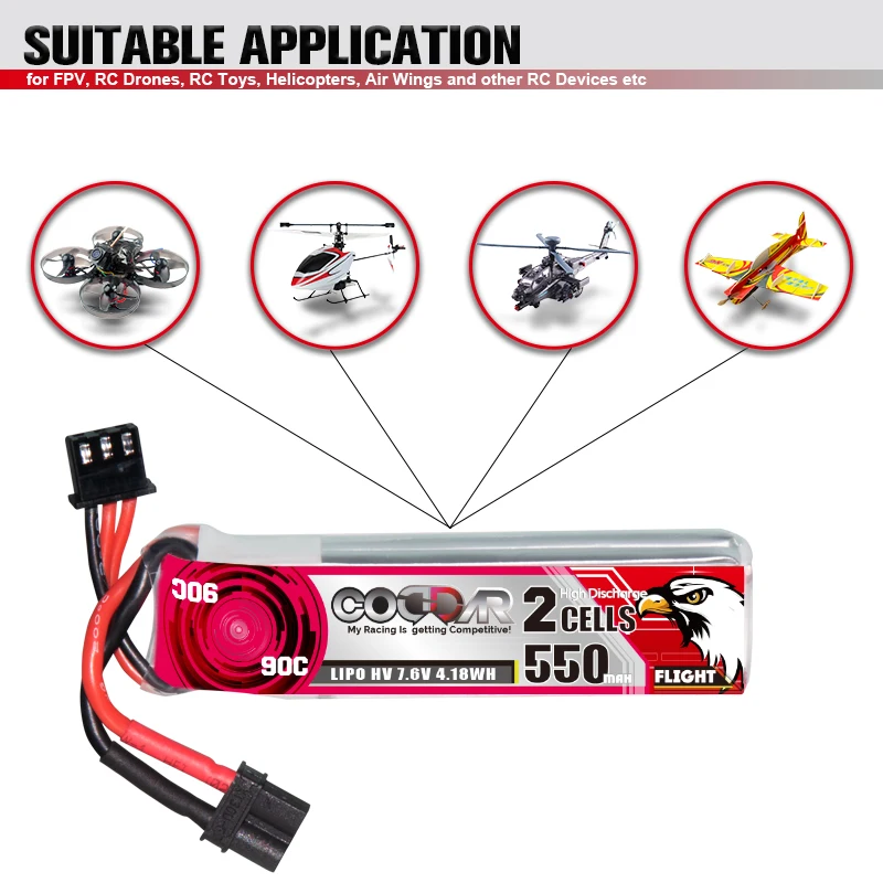 CODDAR 550mAh 2S 7.6V 90C HV Lipo battery with XT30 Plug for Betafpv Beta85X Rc Quadcoper Whoop indoor FPV Drone Part | Игрушки и хобби