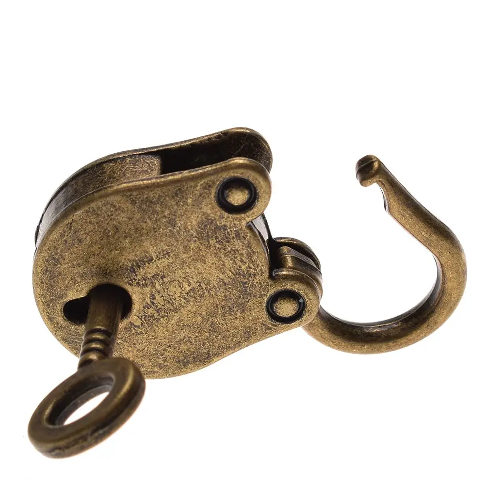 

1pcs Chinese Style Retro Padlock with Key Mini Notebook Luggage Lock Antique Bronze Plated Padlock Travel Security Home Hardware