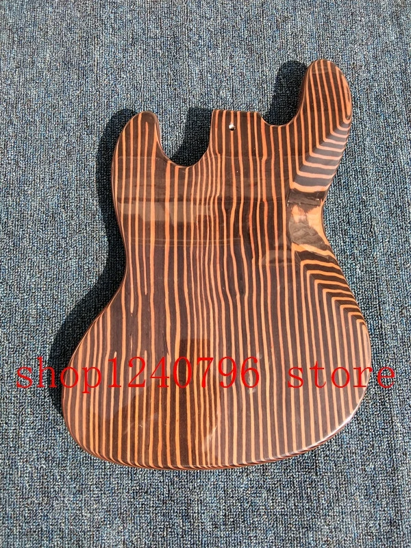 4 string zebrawood electric bass guitar body and neck natural color