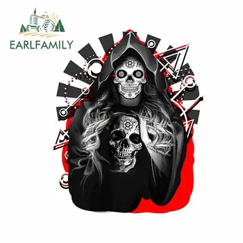 

EARLFAMILY 13cm x 10.4cm for Couple Skull Dreadful Horror Halloween VAN Car Stickers RV Personality Decal Anime Car Assessoires