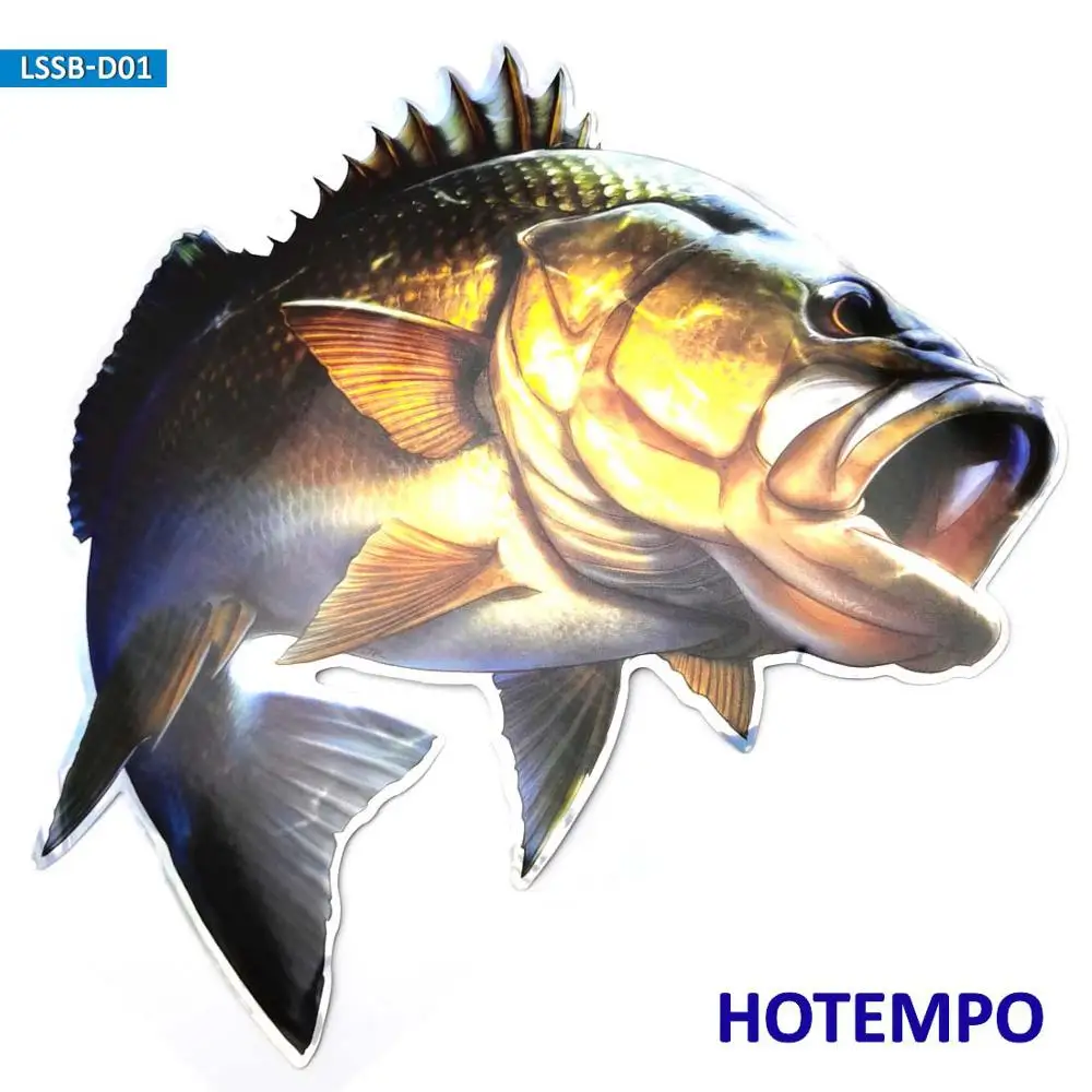 20cm Big Size Laser Dazzle Light Large Mouth Bass Giant Grouper Fish Fishing Stickers Boat Car Styling Waterproof Decal Stickers - Цвет: LSSB-D01 1pcs
