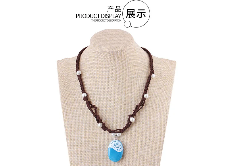 Полинезия принцесса Моана океан ожерелье Романтика Веревка Цепь синий камень светящиеся Подвески ожерелье s для женщин женские ювелирные изделия