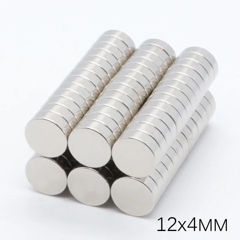 100 шт 12x4 мм N35 Супер сильный, мощный диск NdFeB редкоземельный магнит 12 мм * 4 мм Круглые неодимовые магниты 12 мм x 4 мм