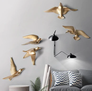 

2020 3D Wall Hanging Resin Bird Ornaments Crafts Wall Sticker Home Furnishing Sofa TV Background Wall Bird Mural Decoration 5pcs