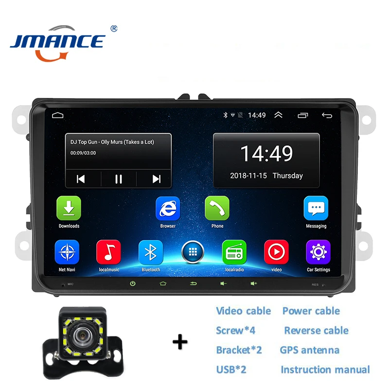 JMANCE, 9 дюймов, автомобильный mp5 плеер, android 8,1, навигация, 9003, подголовник, автомобильный монитор для камеры заднего вида, pantalla coche, gps voiture - Цвет: 12LED light camera