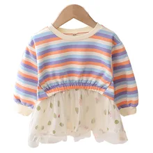 Платье для девочек; коллекция года; весеннее платье для малышей; платье принцессы с длинными рукавами