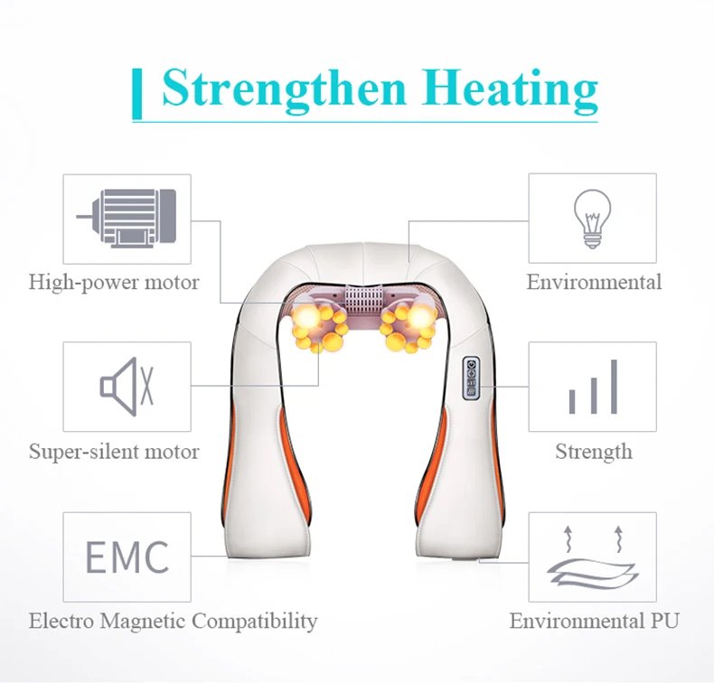 JinKaiRui U Shape Электрический Массажер Шиацу Шаль Ролик Тепловой Массаж Электрический Боли Шеи и Плеча Многофункциональный Массаж