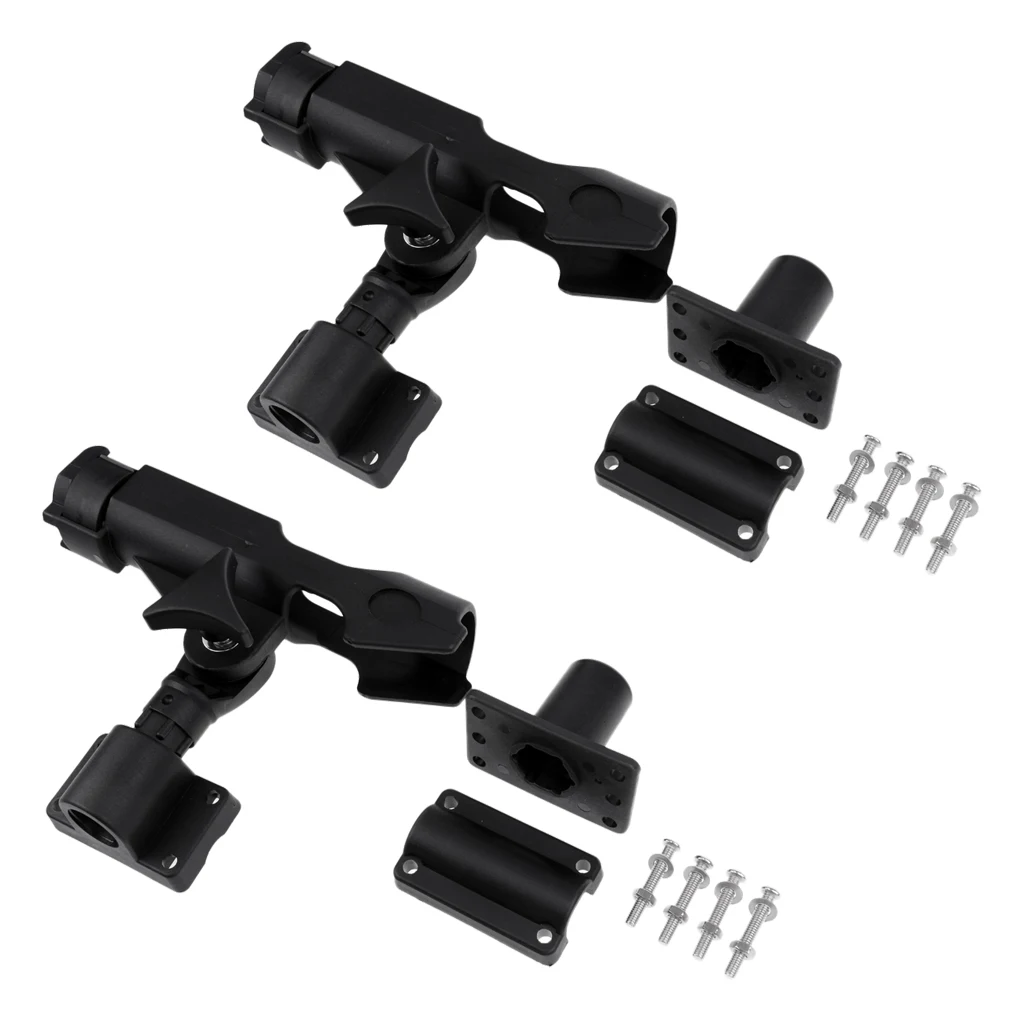 2x Black Nylon Boat Kayak Fishing Rod Holder Pole Rack Side Rail Flush Mount