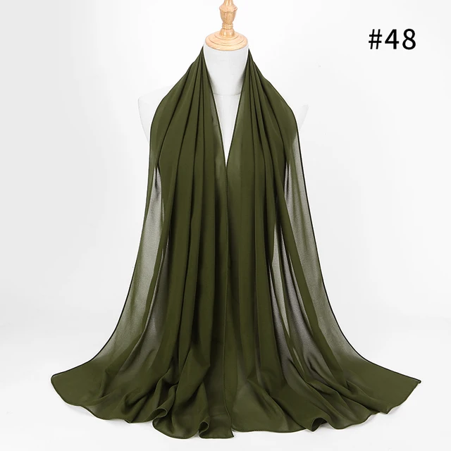 women plain bubble chiffon scarf hijab wrap printe solid color shawls headband women hijabs scarves/scarf 60 colors COLOR 48