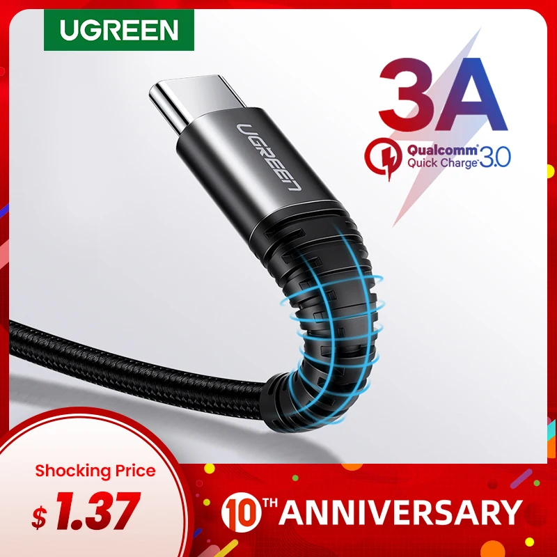 

Ugreen USB Type C Cable 3A Fast Charger USB-C Data Cable for Xiaomi redmi note 7 Samsung Mobile Phone Type-C USB Charging Cable