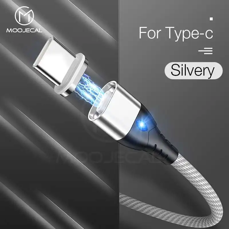 3а Магнитный кабель Micro usb кабель для iPhone XS MAX samsung S9 type C Быстрая зарядка Шнур для мобильного телефона Быстрая зарядка 3,0 зарядное устройство - Цвет: Silver For Type C