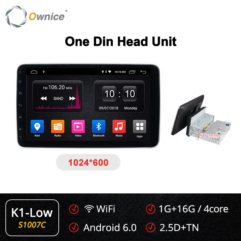 Ownice 1 din 2 din 1280*720 вращение DSP 360 панорама 4G LTE SPDIF Универсальный Android 9,0 K3 K5 K6 автомобильный Радио плеер gps Navi - Цвет: S1007 K1 LOW