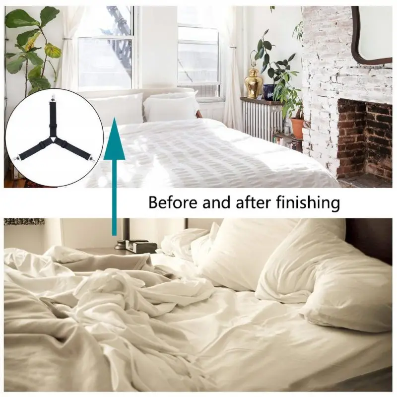 

Bed Sheet Clips Triangle Bed Sheet FastenersBed Sheet Suspenders Sheet Straps 4 Pcs
