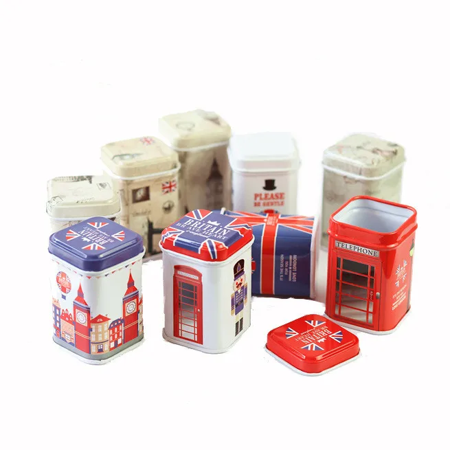 1 шт. коробка для хранения в лондонском стиле, мини коллекционные жестяные коробки, металлическая коробка для зубочисток, печенья, чайного листа, контейнер для мелочей, чехол