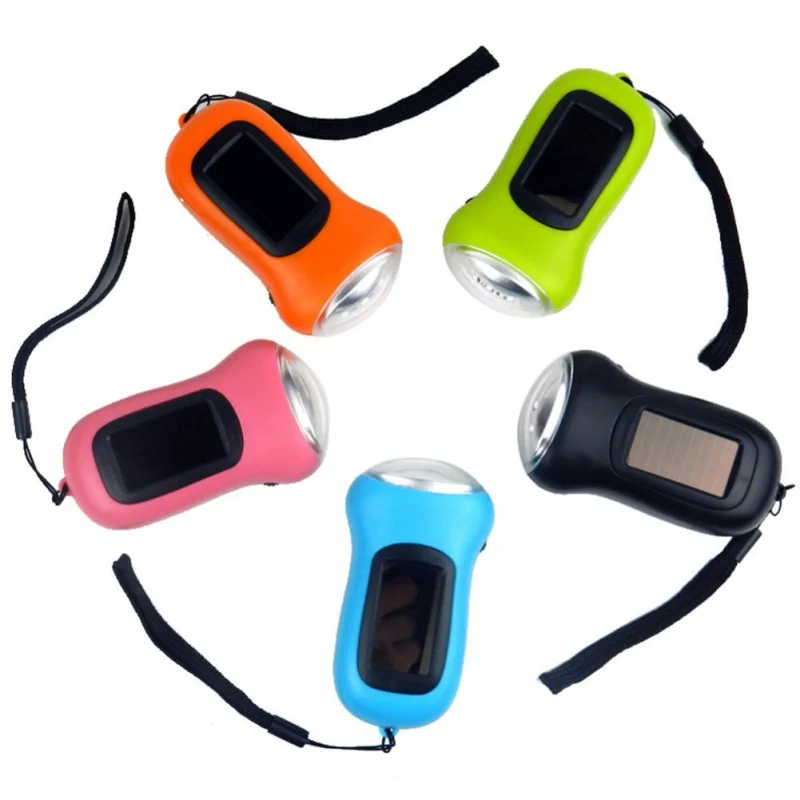 

Portable Multifunction Outdoor Solar Powered 3 LED Flashlight Torch Hand Crank Dynamo