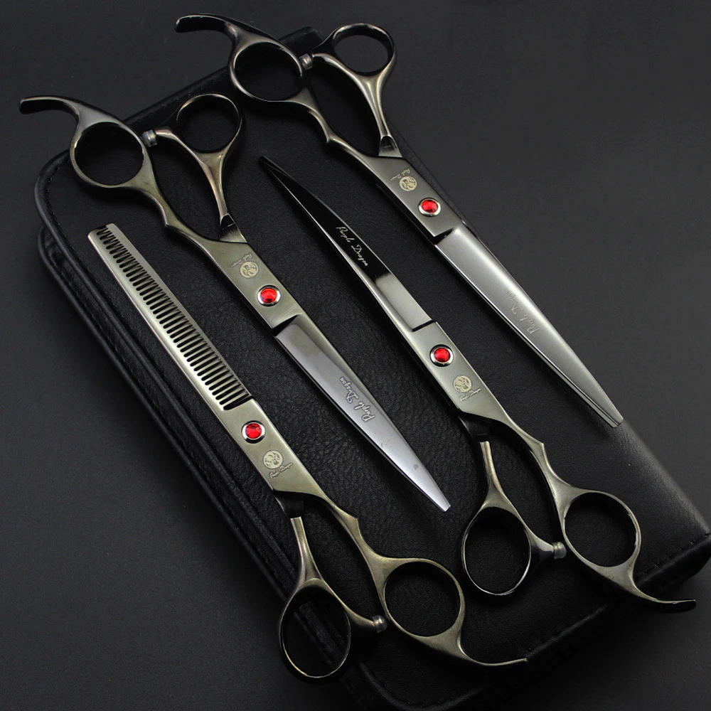 

Professional Pet Scissors Purple Dragon 7" JP Stainless Straight Shears Thinning Shears 3003# Dog Grooming Scissors Animal Shear