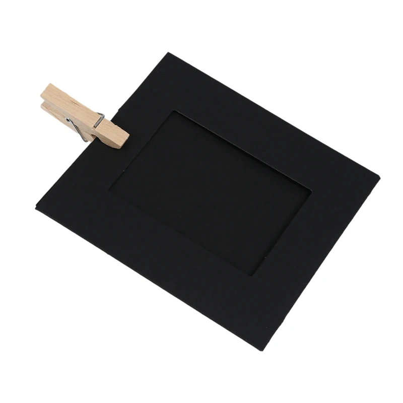 20Pcs Paper Photo DIY Wall Picture Hanging Frame Album Rope Clip Set Home Decor 3Inch- 10Pcs Black& 10Pcs Brown