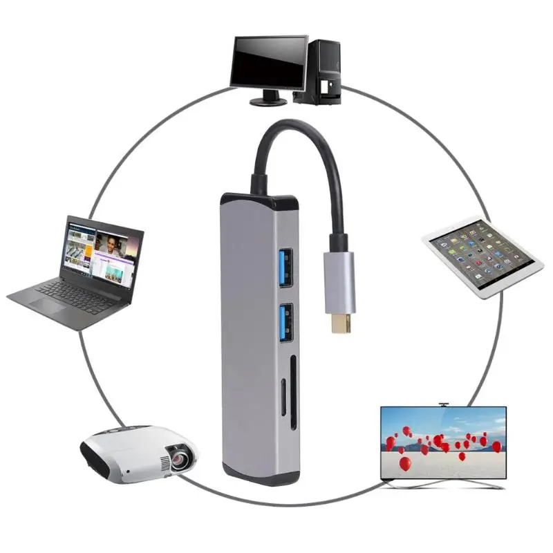 Cabledeconn F0503 5-в-1 Тип-C концентратор Тип C Male к 3 USB3.0 TF/Слот для карт памяти Женский конвертер