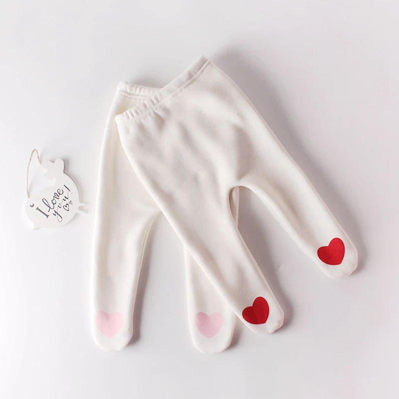 Теплые зимние длинные штаны для малышей, Новорожденные малыши, Детские Бархатные леггинсы с сердечками, брюки PP S9953
