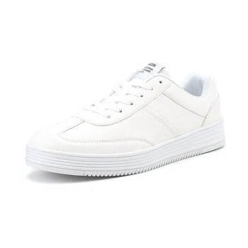 

Men's Leather Casual Sneaker Lovers Shoes Daily White Shoes PU Upper Rubber Flats Anti-skid Spring Autumn Plus Size36-47