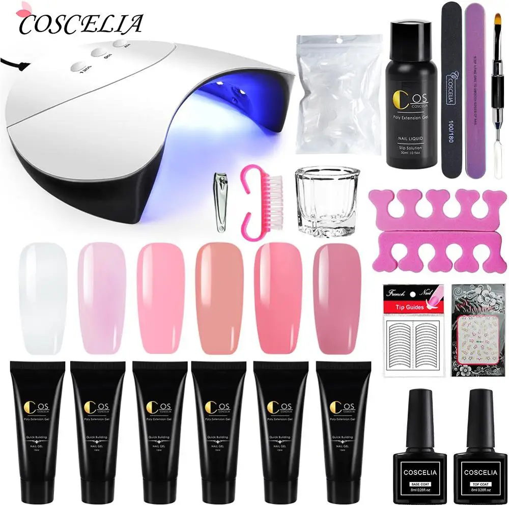 

COSCELIA Manicure Set Extend Builder Poly Gel Kits Nail Extension UV LED Acrylic Builder Gel Nail Lamp Crystal Jelly