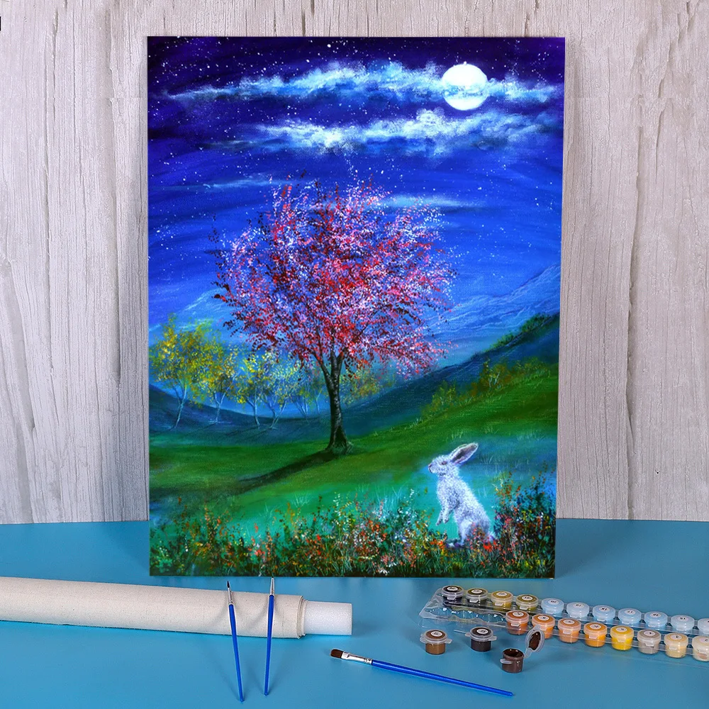 Natural Scenery Lucky Rabbit DIY Painting By Numbers Package Acrylic