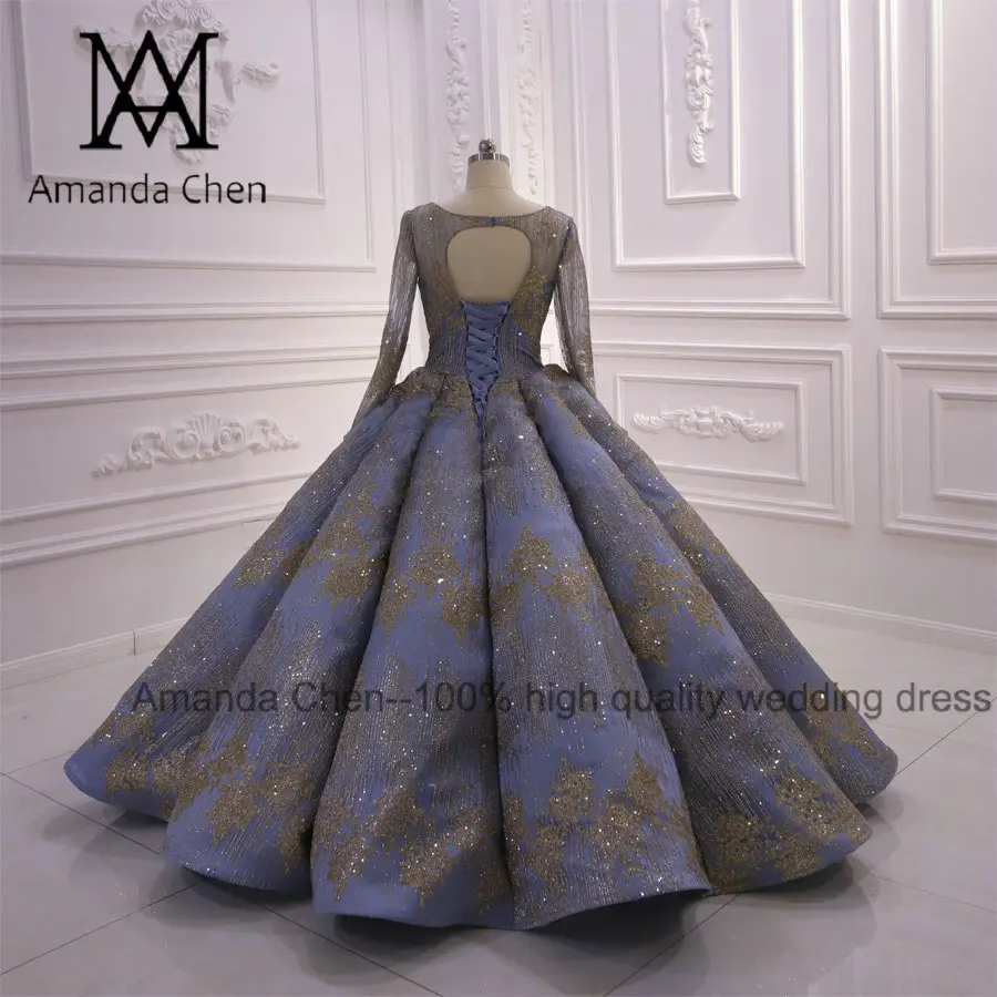 Robe de soiree courte с длинным рукавом бальное платье синее свадебное платье